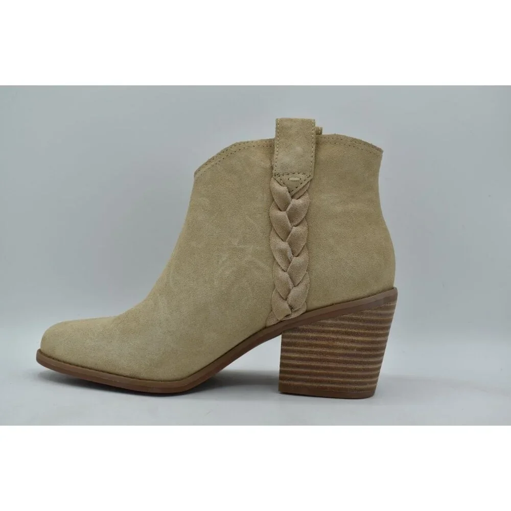 TOMS Womens Size 8 Constance Braided Oatmeal Suede‎ Western Booties Boots